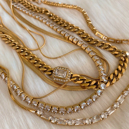 Tennis Necklace Heirloom 18K Gold Crystal Waterproof