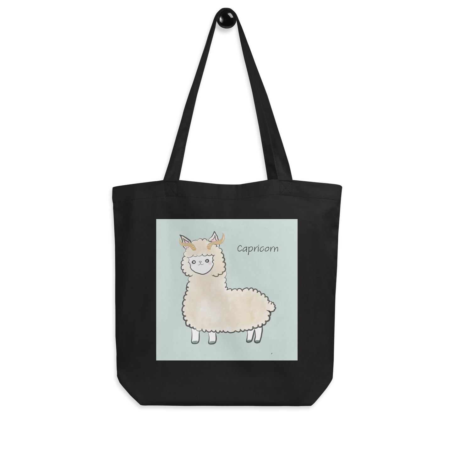 Astrology Tote Bag with Cute Alpaca Zodiac Sign Capricorn Organic Cotton Birthday Gift