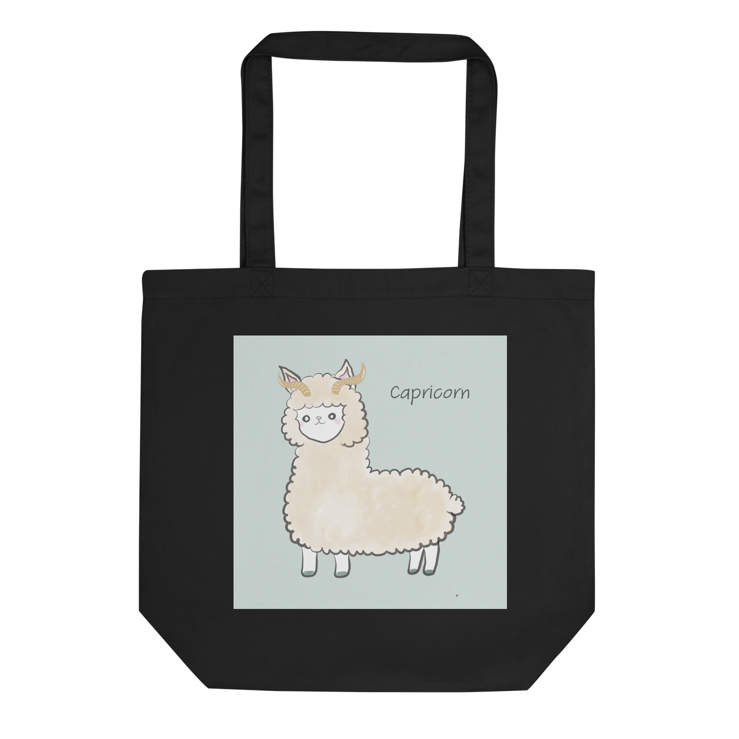 Astrology Tote Bag with Cute Alpaca Zodiac Sign Capricorn Organic Cotton Birthday Gift