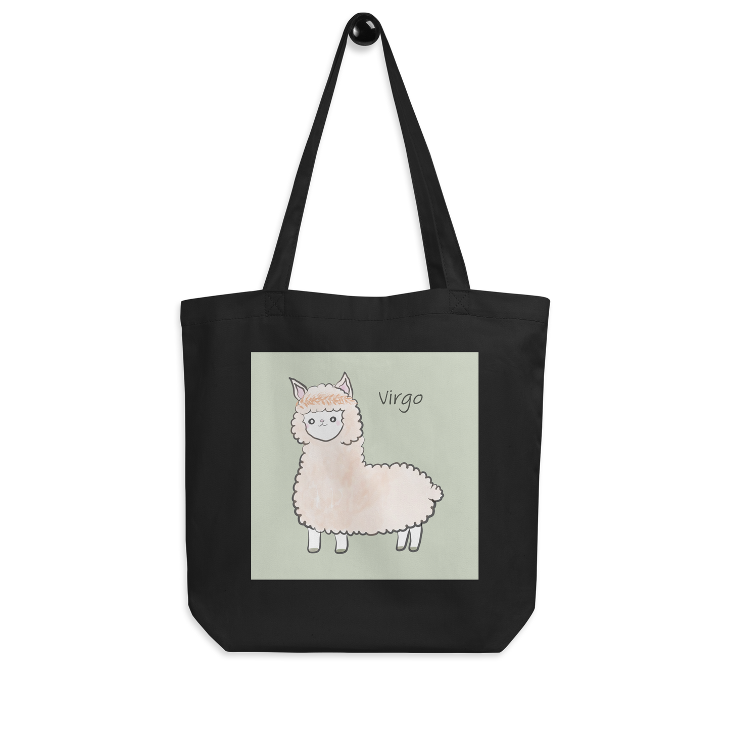 Astrology Tote Bag with Cute Alpaca Zodiac Sign Virgo Organic Cotton Birthday Gift