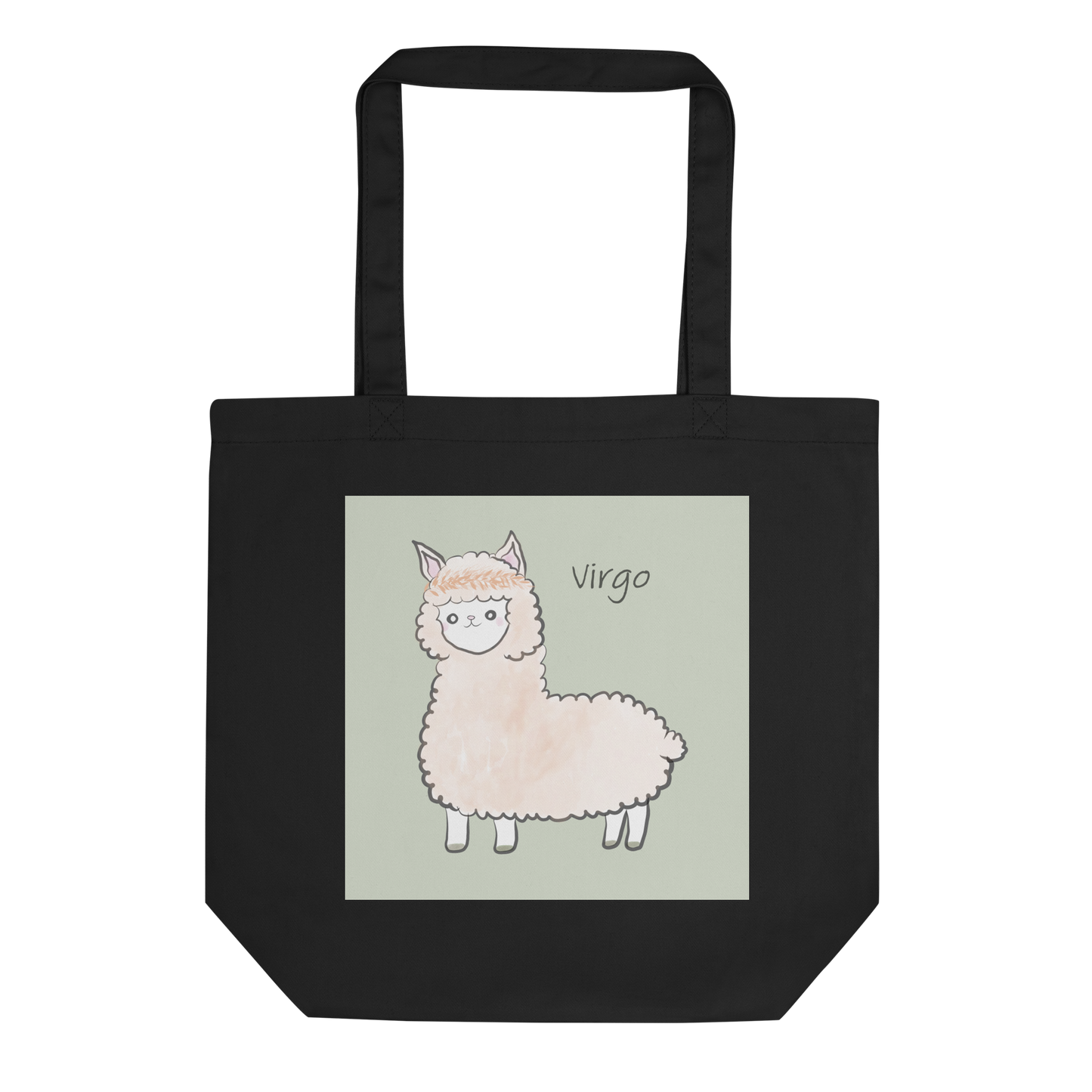 Astrology Tote Bag with Cute Alpaca Zodiac Sign Virgo Organic Cotton Birthday Gift