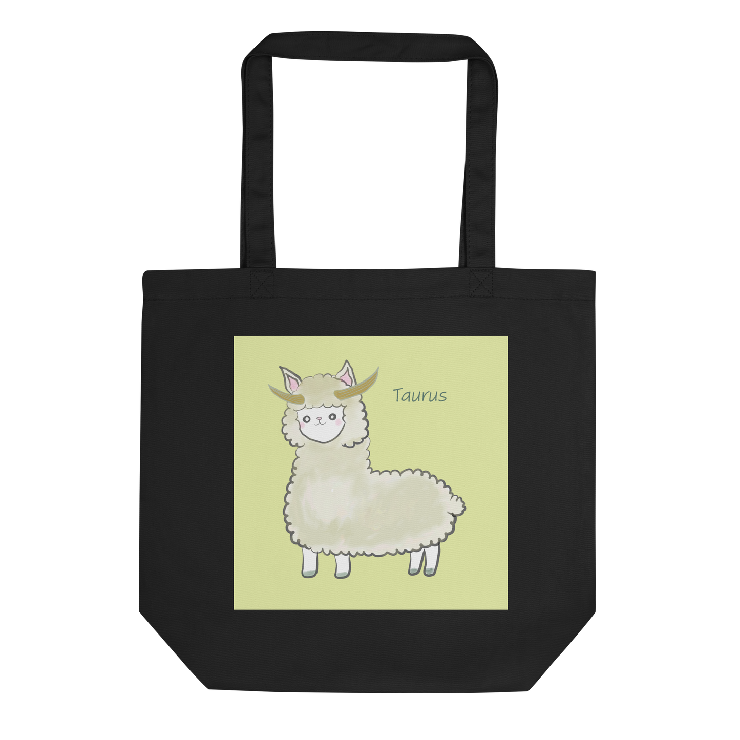 Astrology Tote Bag with Cute Alpaca Zodiac Sign Taurus Organic Cotton Birthday Gift