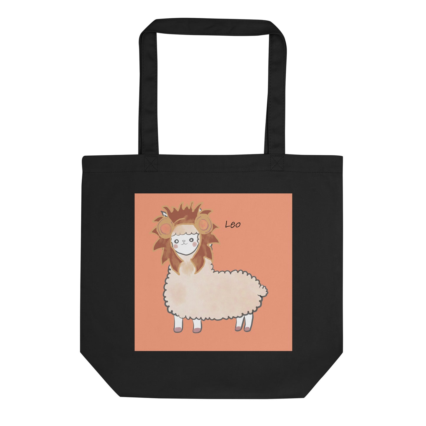 Astrology Tote Bag with Cute Alpaca Zodiac Sign Leo Organic Cotton Birthday Gift