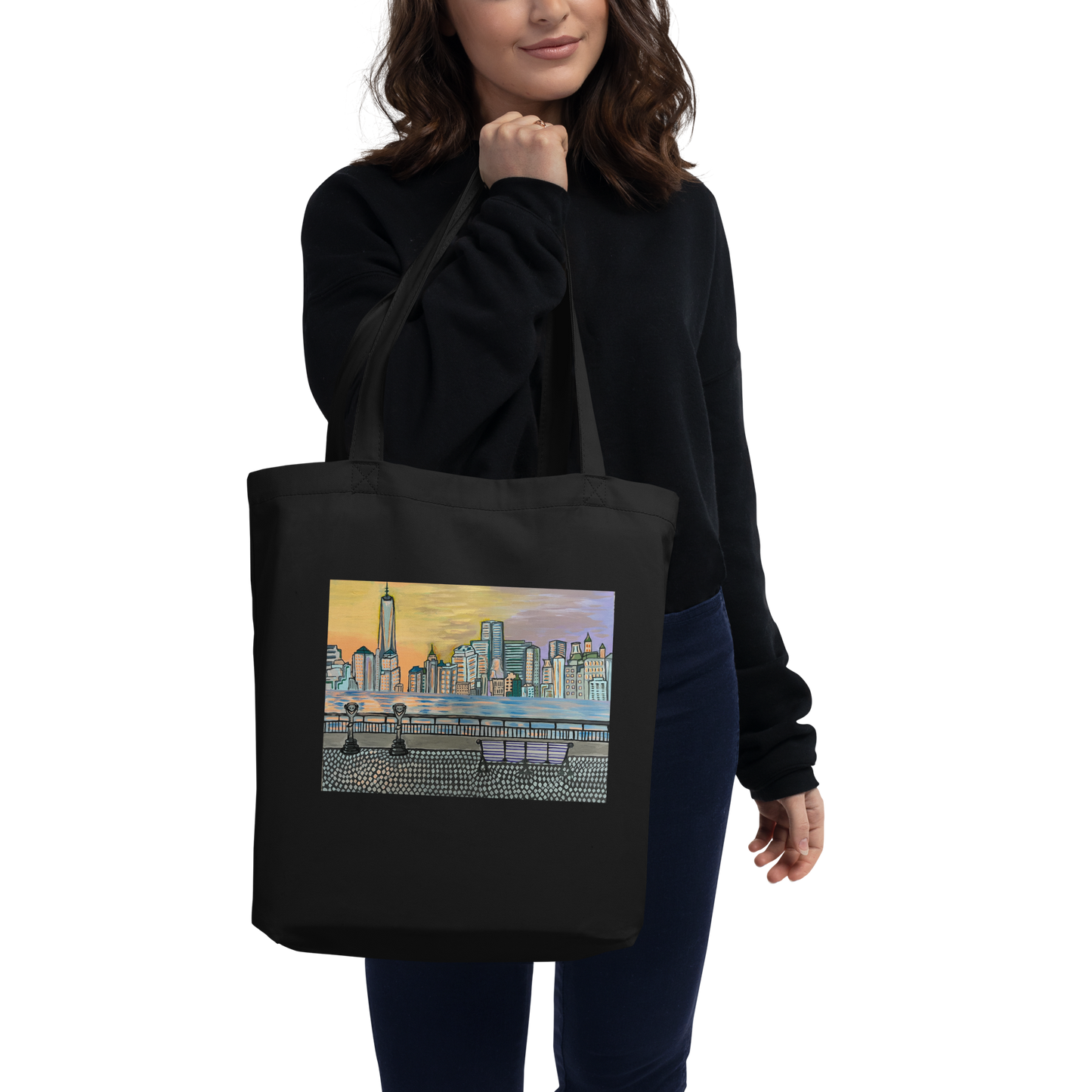 NYC Manhattan Skyline Sunset Art Eco Tote Bag