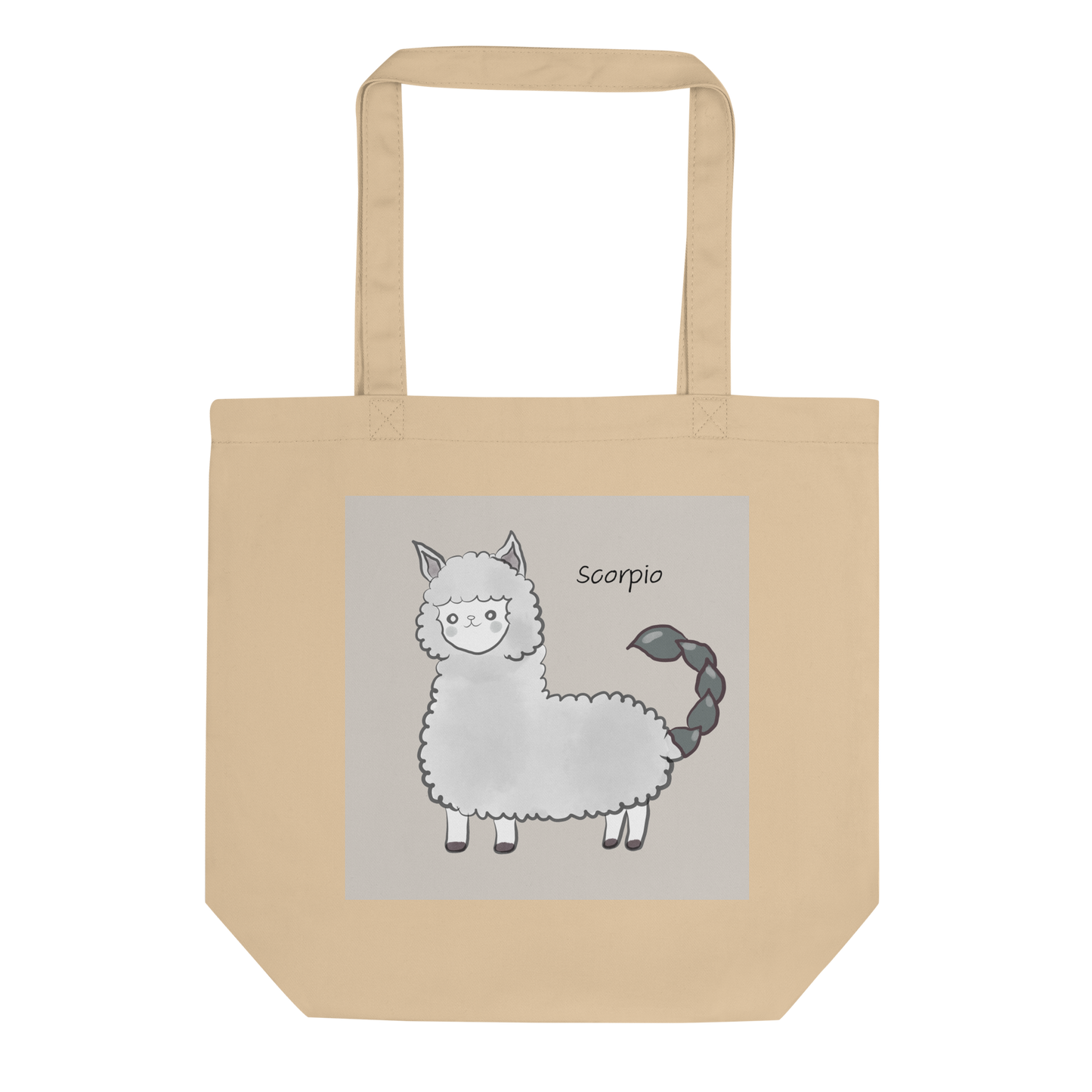 Astrology Tote Bag with Cute Alpaca Zodiac Sign Scorpio Organic Cotton Birthday Gift