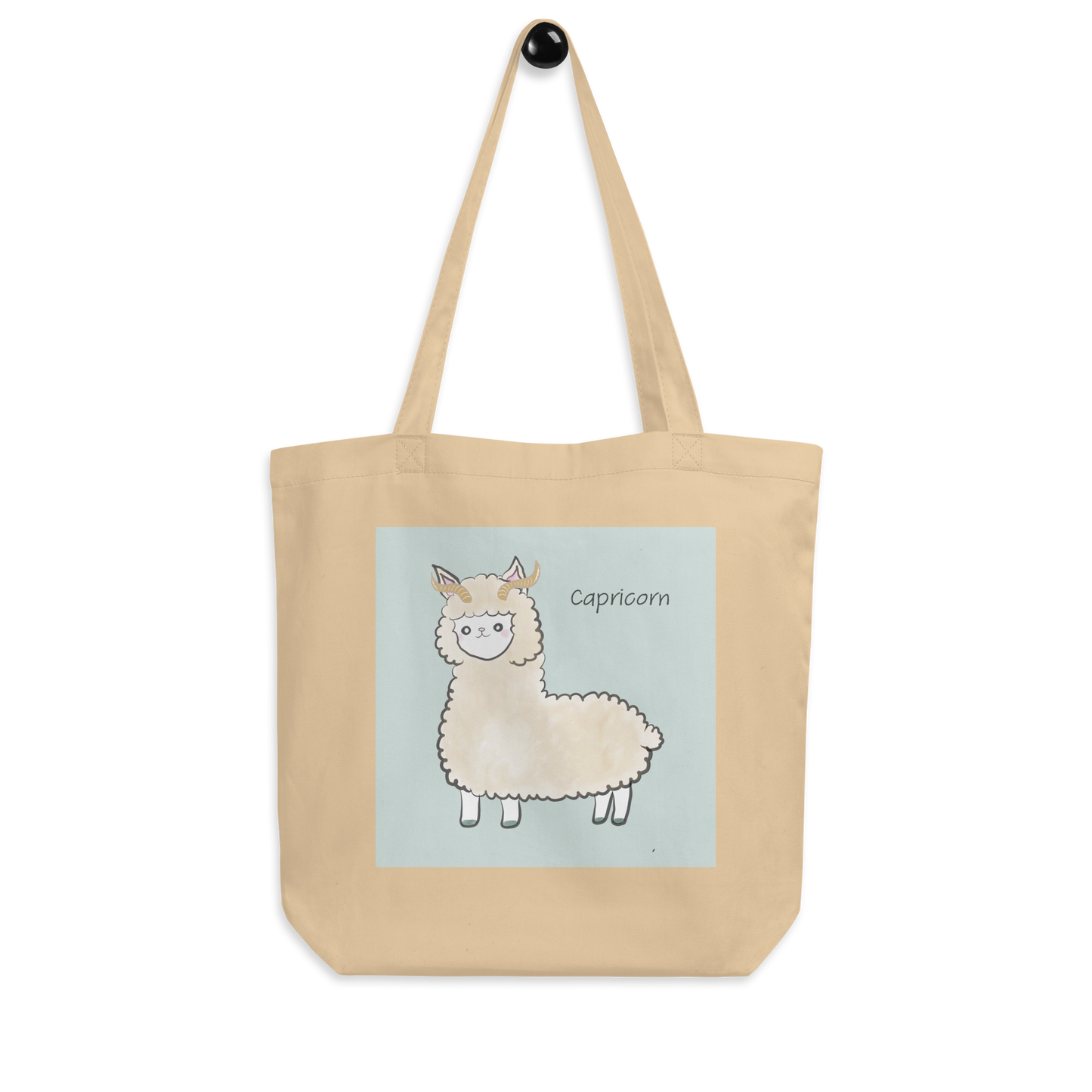 Astrology Tote Bag with Cute Alpaca Zodiac Sign Capricorn Organic Cotton Birthday Gift