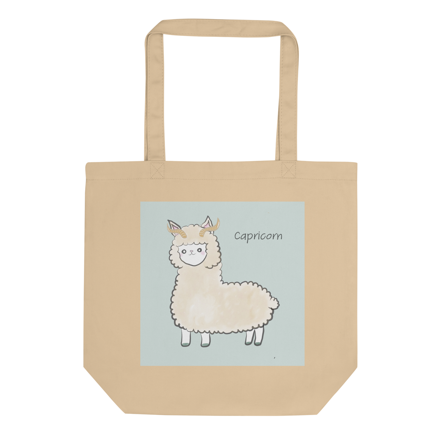 Astrology Tote Bag with Cute Alpaca Zodiac Sign Capricorn Organic Cotton Birthday Gift