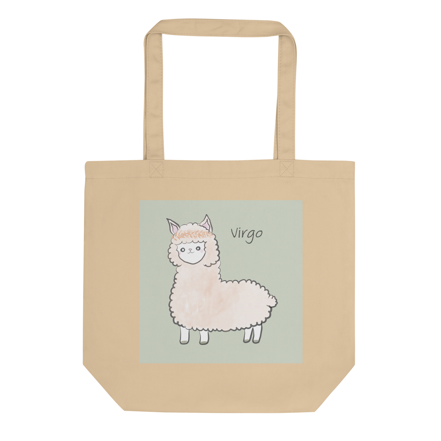 Astrology Tote Bag with Cute Alpaca Zodiac Sign Virgo Organic Cotton Birthday Gift