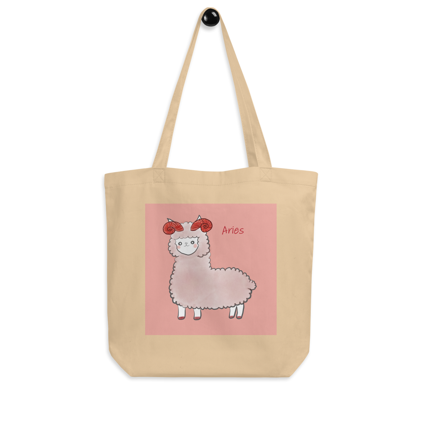 Astrology Tote Bag with Alpaca Zodiac Sign Aries Organic Cotton Birthday Gift