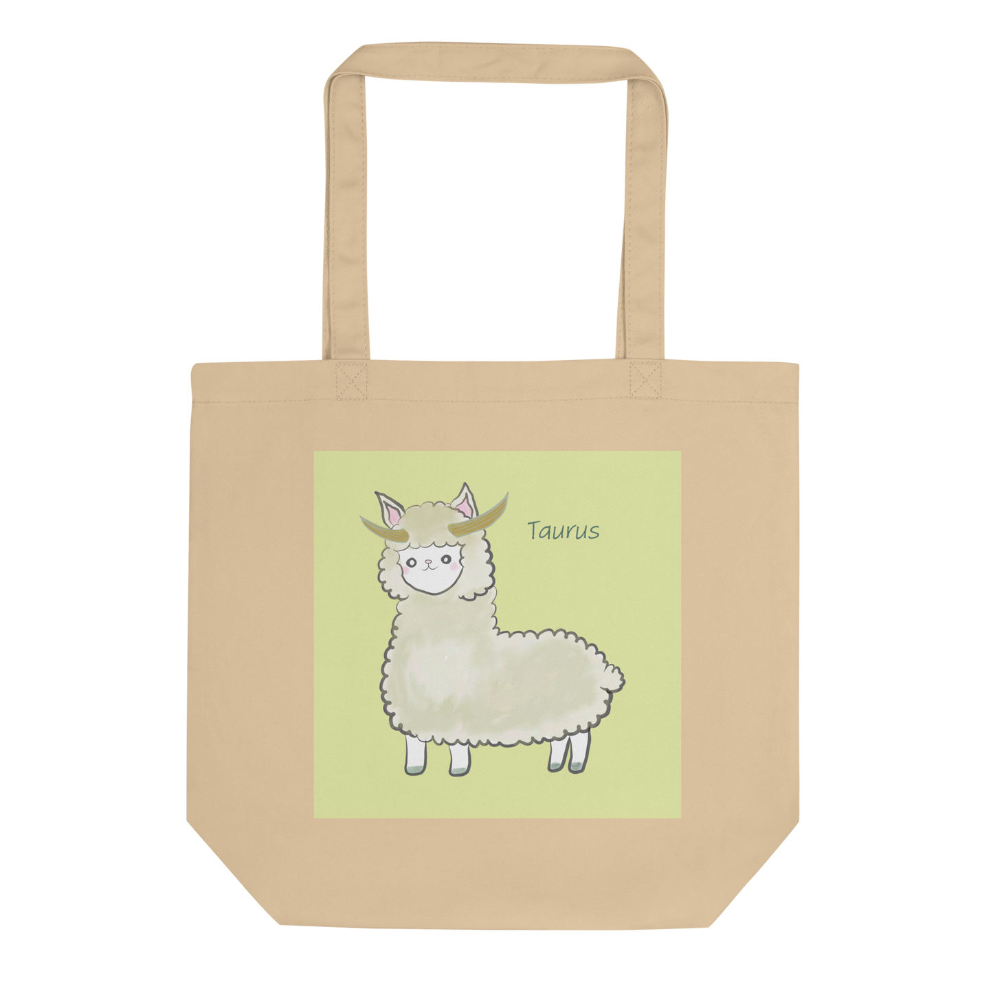 Astrology Tote Bag with Cute Alpaca Zodiac Sign Taurus Organic Cotton Birthday Gift