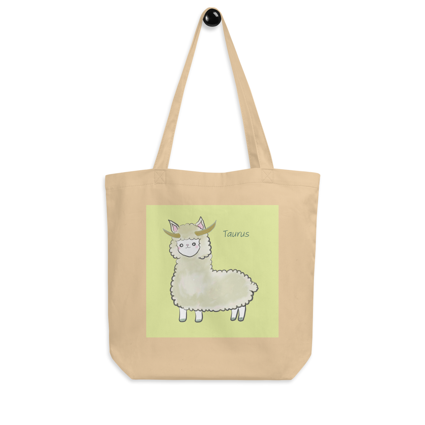 Astrology Tote Bag with Cute Alpaca Zodiac Sign Taurus Organic Cotton Birthday Gift