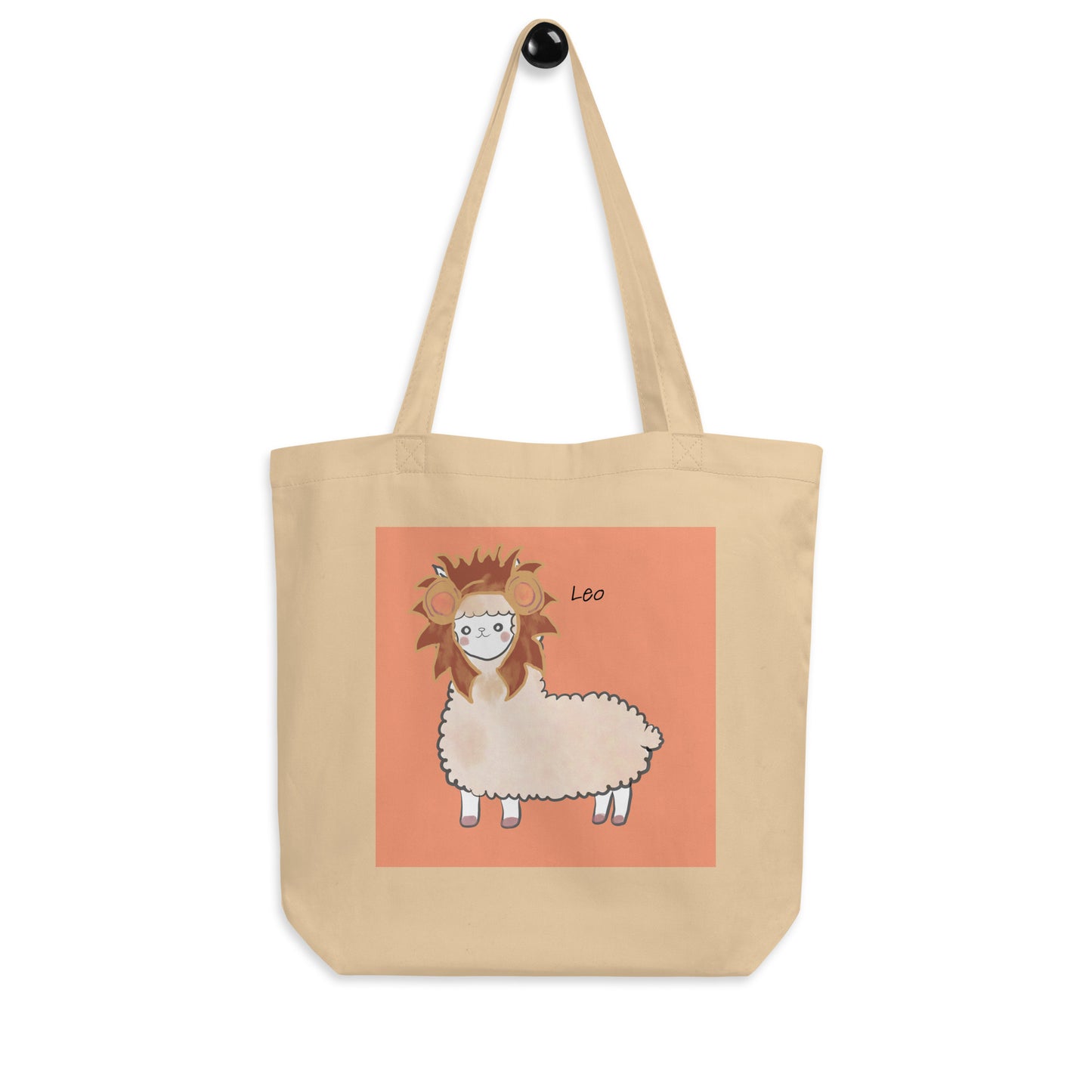 Astrology Tote Bag with Cute Alpaca Zodiac Sign Leo Organic Cotton Birthday Gift