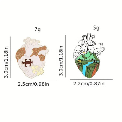 Artistic human heart shape enamel pin sizing