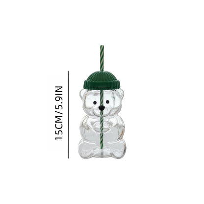 Bear Glass Cup with Straw Bearista 20oz Clear Bear Glass Sippy Cup PREORDER