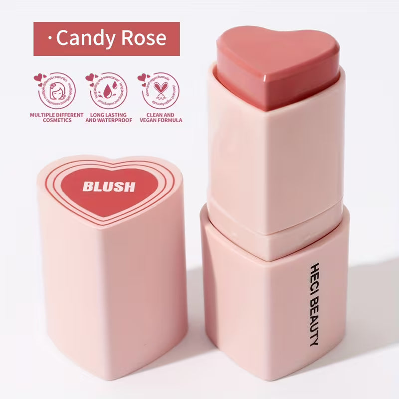 Waterproof Cream Blush Stick Heart-Shaped Long-Lasting Finish