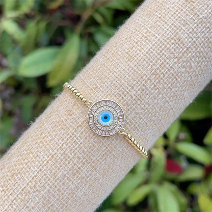 Evil Eye Copper Zircon 18K Gold Plated Inlay Bracelet Tennis Chain - Canvas & Charms
