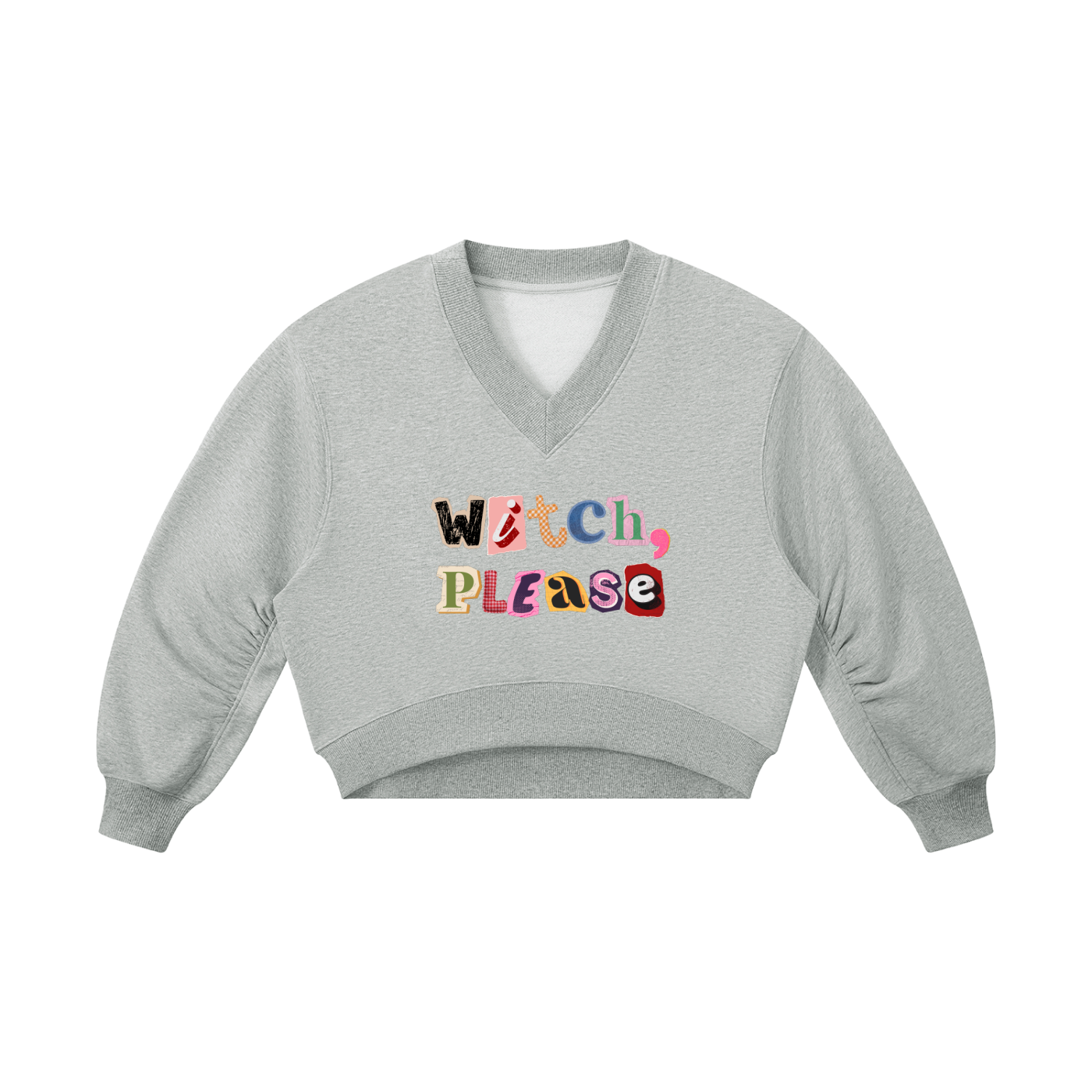 Witch Please Women’s Crop V-Neck Sweatshirt