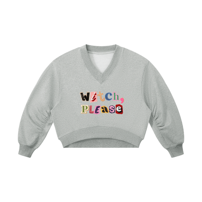 Witch Please Women’s Crop V-Neck Sweatshirt