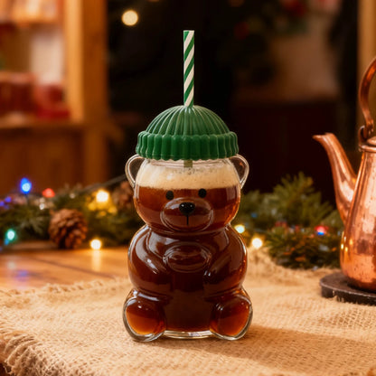 Bear Glass Cup with Straw Bearista 20oz Clear Bear Glass Sippy Cup PREORDER