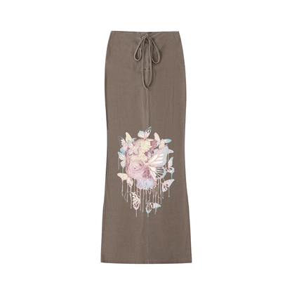 skull,butterflies,maxi skirt