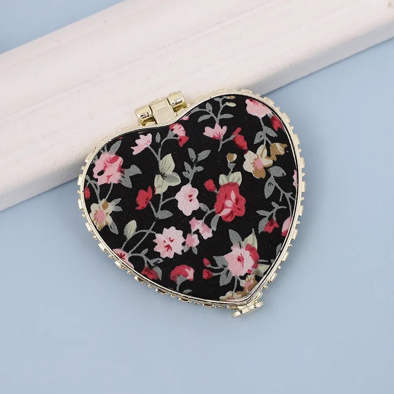 fashion artistic retro cloth printing double - sided portable mini makeup mirror - Canvas & Charms