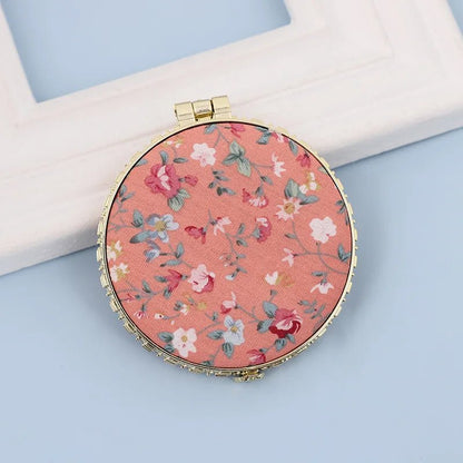 fashion artistic retro cloth printing double-sided portable mini makeup mirror - Canvas & Charms