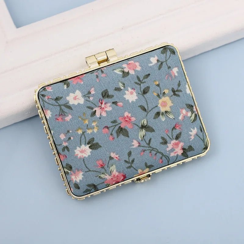 fashion artistic retro cloth printing double - sided portable mini makeup mirror - Canvas & Charms