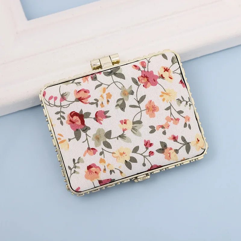 fashion artistic retro cloth printing double-sided portable mini makeup mirror - Canvas & Charms