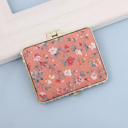 fashion artistic retro cloth printing double - sided portable mini makeup mirror - Canvas & Charms
