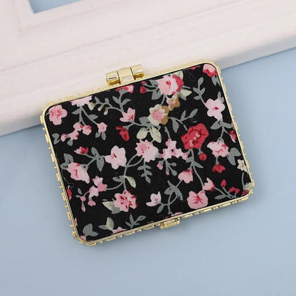 fashion artistic retro cloth printing double - sided portable mini makeup mirror - Canvas & Charms
