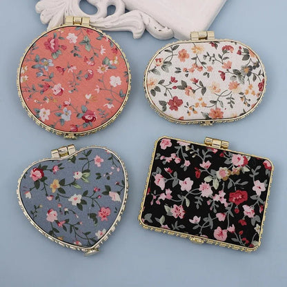 fashion artistic retro cloth printing double-sided portable mini makeup mirror - Canvas & Charms