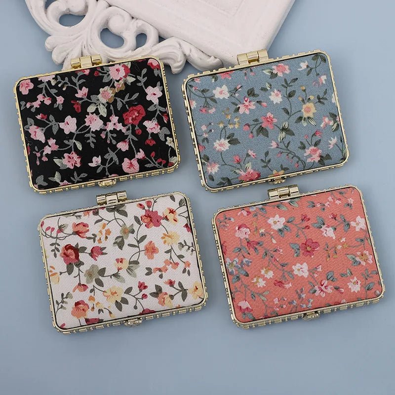 fashion artistic retro cloth printing double-sided portable mini makeup mirror - Canvas & Charms