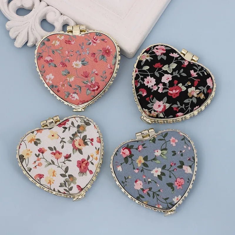 fashion artistic retro cloth printing double - sided portable mini makeup mirror - Canvas & Charms