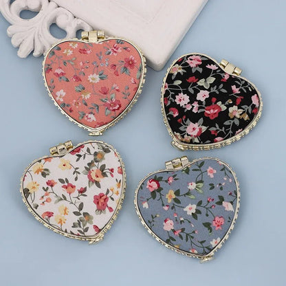 fashion artistic retro cloth printing double - sided portable mini makeup mirror - Canvas & Charms