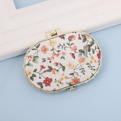fashion artistic retro cloth printing double - sided portable mini makeup mirror - Canvas & Charms