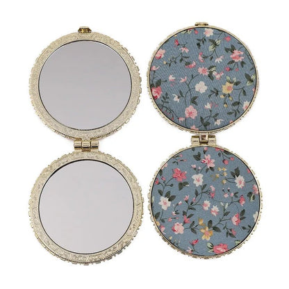 fashion artistic retro cloth printing double - sided portable mini makeup mirror - Canvas & Charms