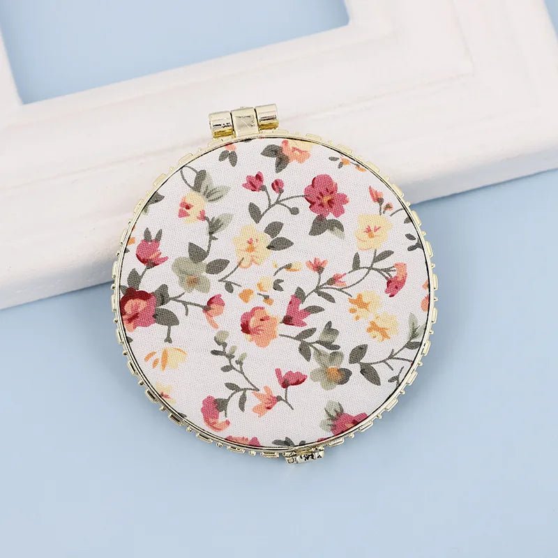 fashion artistic retro cloth printing double-sided portable mini makeup mirror - Canvas & Charms
