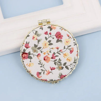 fashion artistic retro cloth printing double-sided portable mini makeup mirror - Canvas & Charms