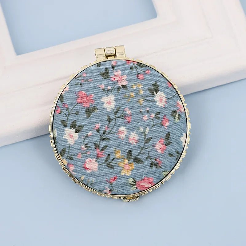 fashion artistic retro cloth printing double - sided portable mini makeup mirror - Canvas & Charms
