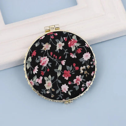 fashion artistic retro cloth printing double - sided portable mini makeup mirror - Canvas & Charms
