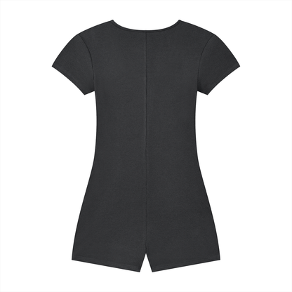 Women's Dual-Function Cape Tie-Waist Romper with Animal Dots Print