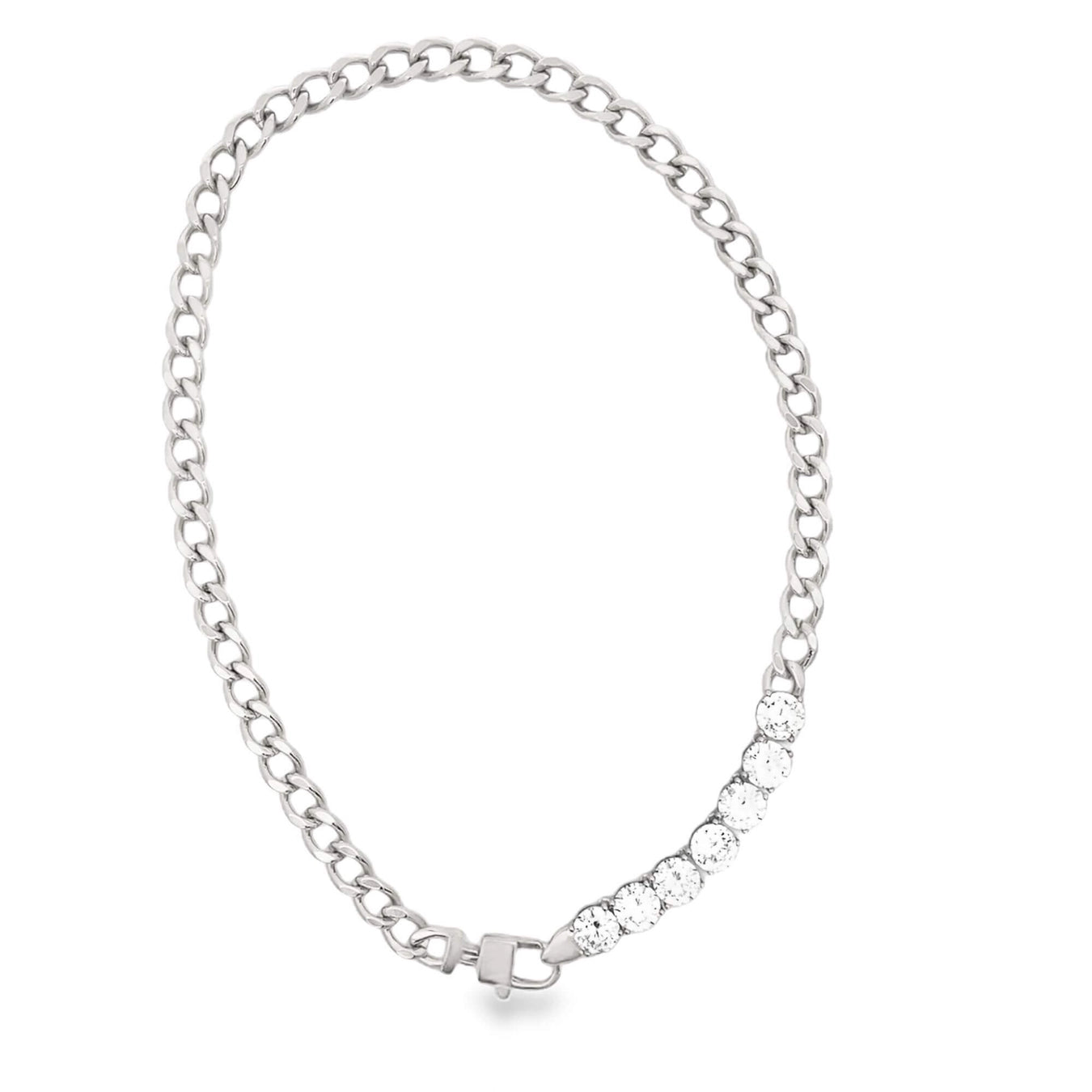 Thick Cuban Link with Clasp Tennis Necklace