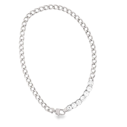 Thick Cuban Link with Clasp Tennis Necklace