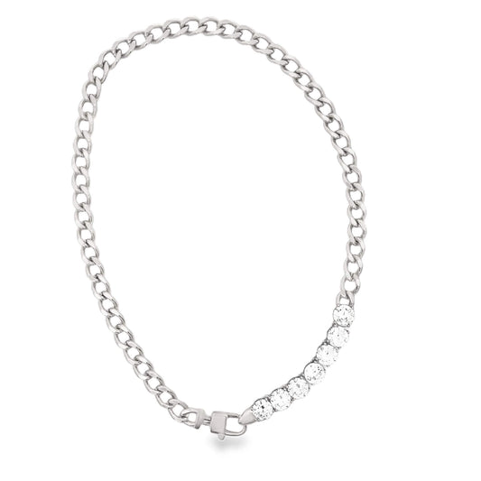 Thick Cuban Link with Clasp Tennis Necklace