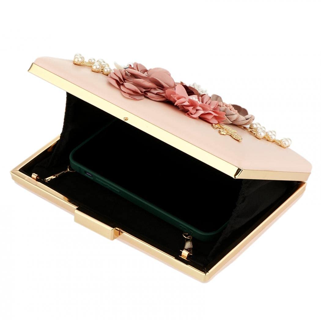 Floral Beaded Clutch Purse for Wedding Clear Crossbody Bag - Canvas & Charms