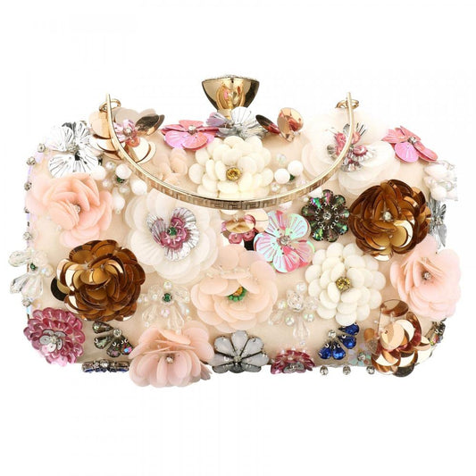 Floral Beaded Clutch Purse for Wedding Clear Crossbody Bag - Canvas & Charms