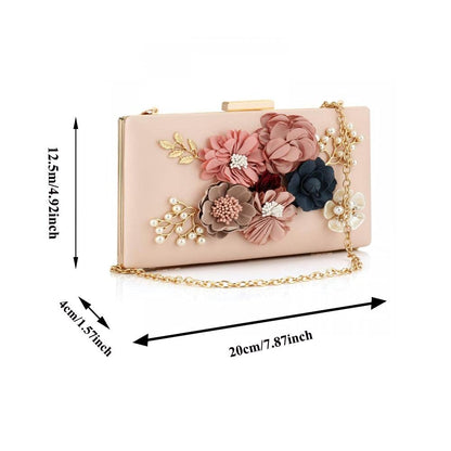 Floral Beaded Clutch Purse for Wedding Clear Crossbody Bag - Canvas & Charms
