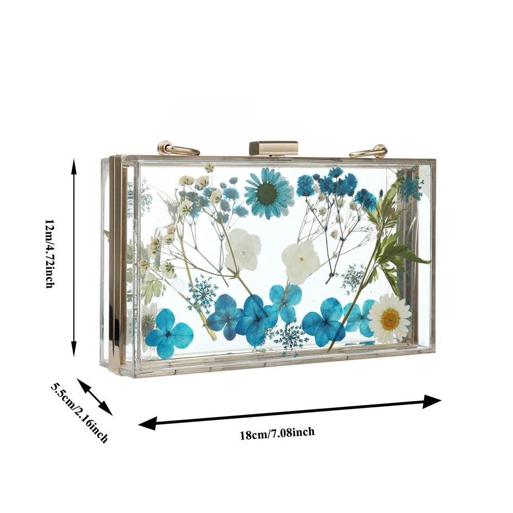 Floral Beaded Clutch Purse for Wedding Clear Crossbody Bag - Canvas & Charms