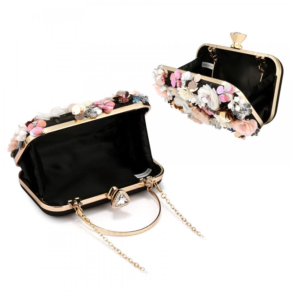 Floral Beaded Clutch Purse for Wedding Clear Crossbody Bag - Canvas & Charms