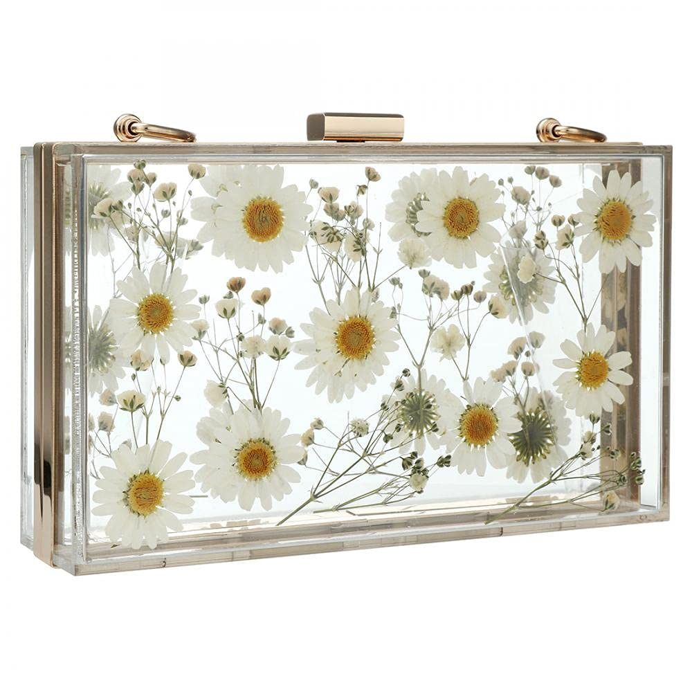 Floral Beaded Clutch Purse for Wedding Clear Crossbody Bag - Canvas & Charms